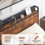 Metal Bed Frame With Storage Headboard & 4 Drawers, Built in Charging Station & LED Light, No Box Spring Needed - Image 5