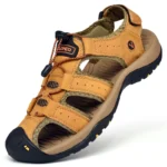 CLOHOO Men's Sandals Handmade Thick Bottom Rubber Breathable Casual Slip-On Beach Shoes Leather Upgraded Version - Image 10
