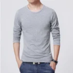 Men’s T-Shirts Long Sleeve Slim Men T-Shirt Young Man Pure Color Tops Tees Shirt O-Neck For Male Boys Tshirt