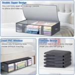 4 Pack Under Bed Storage Containers Blanket Storage Bag Shoe Storage and Organization Space-Saving Bedding Organizer for Bedroom - Image 4
