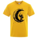 Men's High Quality 100% Cotton Moon Print Casual Summer Cool Short Sleeve Men Tshirt Loose t-shirt Male Tee Shirts Male Tee Tops - Image 2