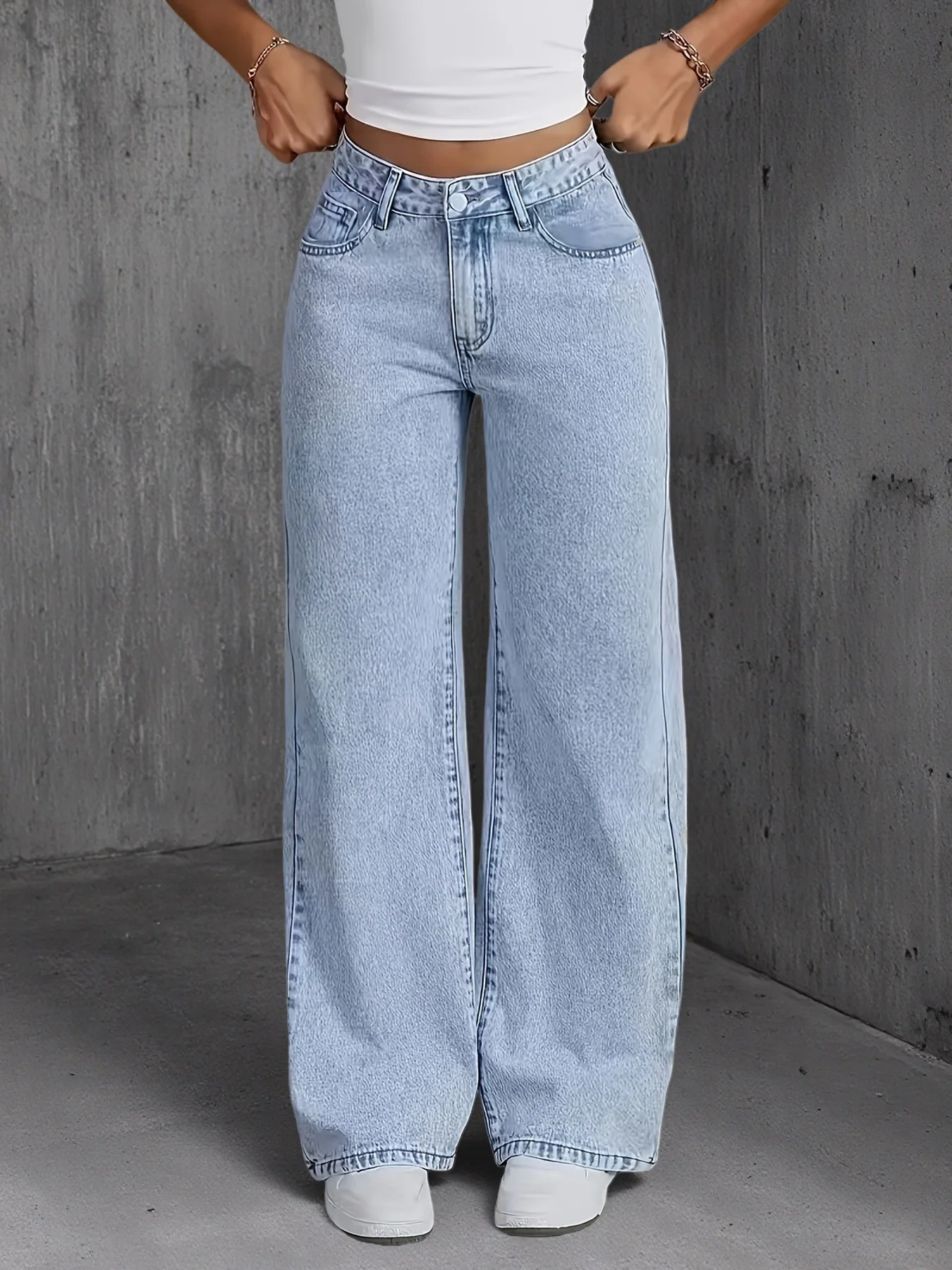 S2b073d51c5a5403eb88557c65dcb201ab.webp Jeans For Woman Y2k Clothes Light Blue Wide Leg Denim Pants Loose Fashion Simple Stretch Free Four Seasons Popular Casual