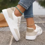 Women's Thick Bottom Leather Surface Sneakers Breathable Casual Spring New Style Student Leisure Board Shoes Waterproof Busin... - Image 2