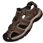 CLOHOO Men's Sandals Handmade Thick Bottom Rubber Breathable Casual Slip-On Beach Shoes Leather Upgraded Version - Image 7