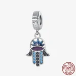 925 Sterling Silver Hamsa Hand Cross Dangle Charms Fit Original Bracelet Beads Faith Jewel plata de leyry DIY Easter Gift