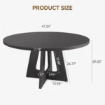 47-Inch Round Dining Table Large Wooden Kitchen Table For 4 to 6, Farmhouse Dinner Table For Home Dining Room or Living Room