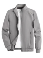 Men's Spring and Autumn Thin Casual Jacket Solid Color Stand Collar Cardigan Jacket Men's Outdoor Sports Casual Versatile Top