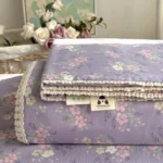 2026 Spring Summer Floral Print Double Gauze Bed Sheet with Fringe Lace Trim