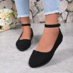 Women's Retro Mary Jane Shoes, Black Low-Top Square-Toe Ankle Strap Flat Shoes, Fashionable Retro Style, Comfortable Soft-Soled Ballet Flats, Suitable for Daily Wear, Spring and Autumn Seasons - Image 5