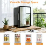 Mini Fridge Compact 4L Refrigerator with Gaming Light Mirror Door AC/DC Portable Cooler Warmer for Bedroom Car Gaming Room Blac - Image 6