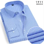 Spring New Men's Striped long-sleeved Shirt Non-ironing Anti-wrinkle Comfortable Breathable Business Casual Fashion Slim Fit - Image 7
