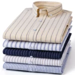 New 100% Cotton Oxford Men's Shirts Long Sleeves Plaid Soft Regular Fit Formal Dress Shirt Pocket Social Blouse Male Clothes