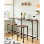 Durable Metal High Top Pub Table, 63x16x36, Perfect for Kitchen Dining, Bar Height Desk, Easy Assembly, Brown - Image 2
