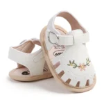 Newborn Baby Girl Sandals Summer Embroidered Leisure Comfortable Lightweight Floral Soft Sole Wrap Toe Sandals For 0-18M