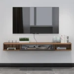 47'' Floating TV Shelf Wall Mounted Console Media Stand for Living Room Bedroom Walnut - Image 3