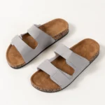 Men’s Retro Velcro Sandals – Soft Upper, Breathable Fabric Lining and Cushioned Insole, Durable Pvc Cork Sole for All-Season Casual and Beach Wear
