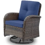 Patio Furniture Swivel Glider PE Wicker Chairs, Outdoor Swivel Rocker Seating with Cushions for Porch Deck Balcony, Brown Wicker - Image 3