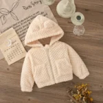 Girl Autumn Winter Keep Warm Clothes Lovely Zipper Hooded Long Sleeved Jacket Baby Girl Pink Plush Coat - Image 2