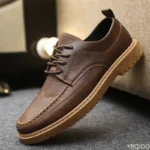 Men's Casual Leather Shoes Trendy Summer Breathable Black Work Shoes Casual Classic Fashion Formal Comfortable Flat Shoes - Image 3