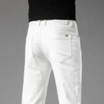 Luxury Men's White Slim Jeans Spring Summer New 98% Cotton Stretch - Image 7
