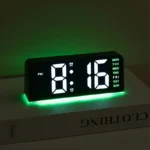 Innovative LED Digital Alarm Clock with Atmosphere Light & Date Display – USB Powered, Adjustable Brightness, Flat Crown Shape
