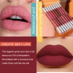 Matte Liquid Lipstick Lip Oil 10pc/set, Waterproof Velvet Lip Gloss Long Lasting Non-transfer Nude Red Pink Daily &Party Makeup - Image 5
