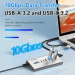 10Gbps USB 3.2 Docking Station USB Hub Type C Splitter with Card Reader Aluminum Alloy Multi 8/9 Ports Switch For PC Laptop - Image 4