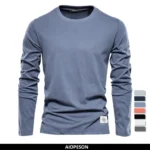 100% Cotton Long Sleeve T Shirt For Men Solid Spring Casual Mens T-shirts High Quality Male Tops Classic Clothes Men's T-shirts