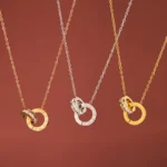 Hot Selling Luxury Elegant Crystal Circle Choker Fashion Roman Digital Stainless Steel Pendant Necklaces for Women Jewelry