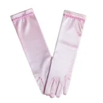 1 Pair Little Girls Long Princess Costume Glove White Dress Up Beading Glove for Kids Party Wedding Birthday