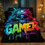 Gaming Neon Glow Flannel Blanket Soft Lightweight All Seasons for Bed Sofa Travel Camping Perfect Gamer Gift - Image 4