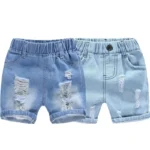 Summer Boy Shorts Children Casual Torn Jeans Kids Knee Length Denim Pants Baby Elastic Waist Shorts Infant Fashion Trousers 2-8Y - Image 3