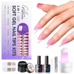 GELLEN Gel Nail Tips Kit 240Pcs Pre Shaped Short Square Soft Tips 15g Solid Gel Glue UV LED Lamp DIY Manicure Set Long Lasting