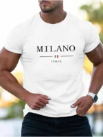 100% cotton casual sports loose plus MILANO print - Image 4