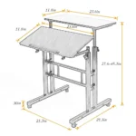 Mobile Standing Desk Stand Up Rolling Desk, Stand Sit Computer Desk Adjustable Standing Desk 23.6inches Table, Customized - Image 3