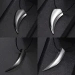 Punk Hip Hop Stainless Steel Crescent Tooth Spike Pendant Necklace Men Women Fashion Wolf Tooth Chain Necklace Jewelry - Image 2
