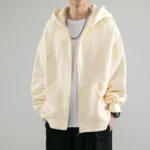 Men Hoodies Cardigan Solid Sweatshirts - Image 3