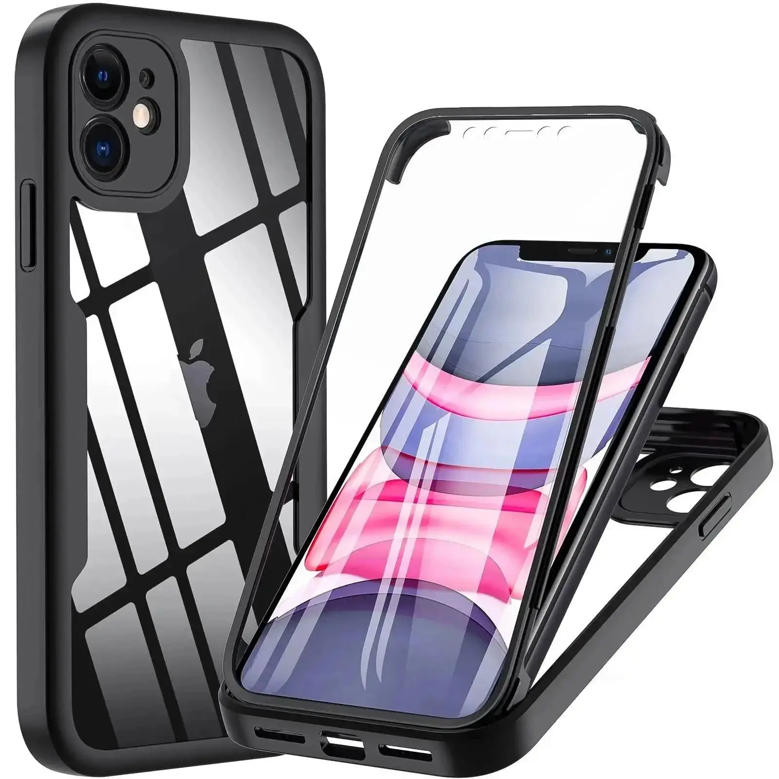 S333158e87bee4245b797de4417843feaE.webp 360 Full Body Front+Back Clear Case For iPhone 16 15 14 13 11 12 Pro Max XS X XR 7 8 Plus SE 2022 Silicone Shockproof Cover - Image 1