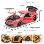 1:32 Porsche 911 GT3 Supercar Alloy Metal Diecast Model Car Sound And Light Children's Toys Birthday Gift For Kids Mini GT Boys - Image 2