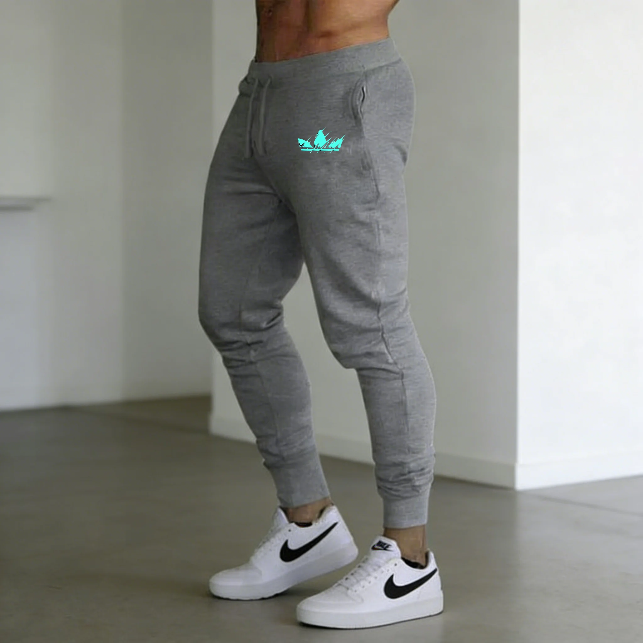 S336a6eef05c84d49b4604160d55d6fecu.webp Mens Boyfriend Running pants Blue flame printing baggy pants neutral breathable baggy outdoor pants fashion design jogging pants - Image 1