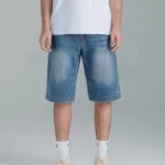 2025 Summer Men’s Loose Fit Denim Shorts Vintage Straight Leg Jean Shorts