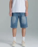 2025 Summer Men’s Loose Fit Denim Shorts Vintage Straight Leg Jean Shorts