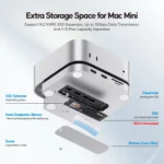 PULWTOP Mac Mini M4 Dock with 4TB SSD Enclosure, USB C HUB Support HDMI 4K 60Hz, USB A 2.0, SD/TF, Audio for Mac Mini M4/M4 Pro
