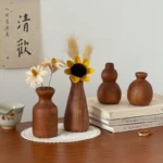 Retro Wooden Flower Vase Desktop Aesthetic Flower Bottle Decorative Plant Pot Arrangement Vase Home Decor Ornaments - Image 2