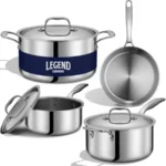 5-Ply Stainless Steel Cookware Set 7-Piece Pots and Pans Set - Induction Compatible Oven Safe 800F - Non-Toxic No Coatings - Bu