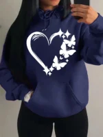 Combination Of Love And Butterfly  Pattern Hoody Women Hip Hop Street Hoodies