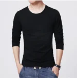 Men’s T-Shirts Long Sleeve Slim Men T-Shirt Young Man Pure Color Tops Tees Shirt O-Neck For Male Boys Tshirt