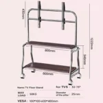 Stainless Steel Rolling Floor Mobile TV Stand for 32-75 Inch LCD LED Screen TVs TV Cart Holds up to 110Lbs Max VESA 600x400mm - Image 6