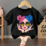 Summer Girls Casual T Shirts Fashion Printed Children's Short Sleeve Tops Kids Breathable Comfy Outdoor Tee Black Pink White - Image 7