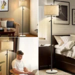 Adjustable Height Marble Floor Lamp with Pull Chain Switch for Living Room, Bedroom & Office - Black - Image 5